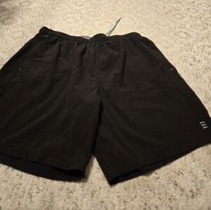 Free Fly Apparel Black Athletic Shorts with Teal Drawcord
